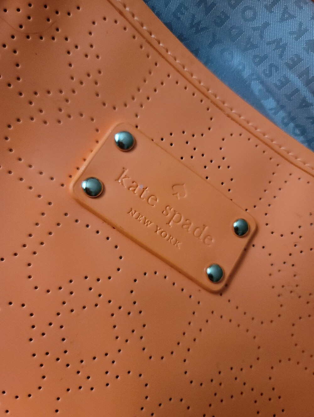 Kate Spade Perforated Spade Neon Orange Tote - Picture 14 of 15